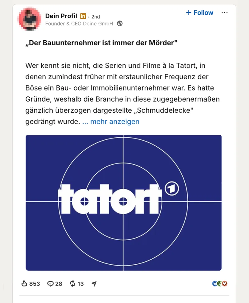LinkedIn Post: aus eigener Idee