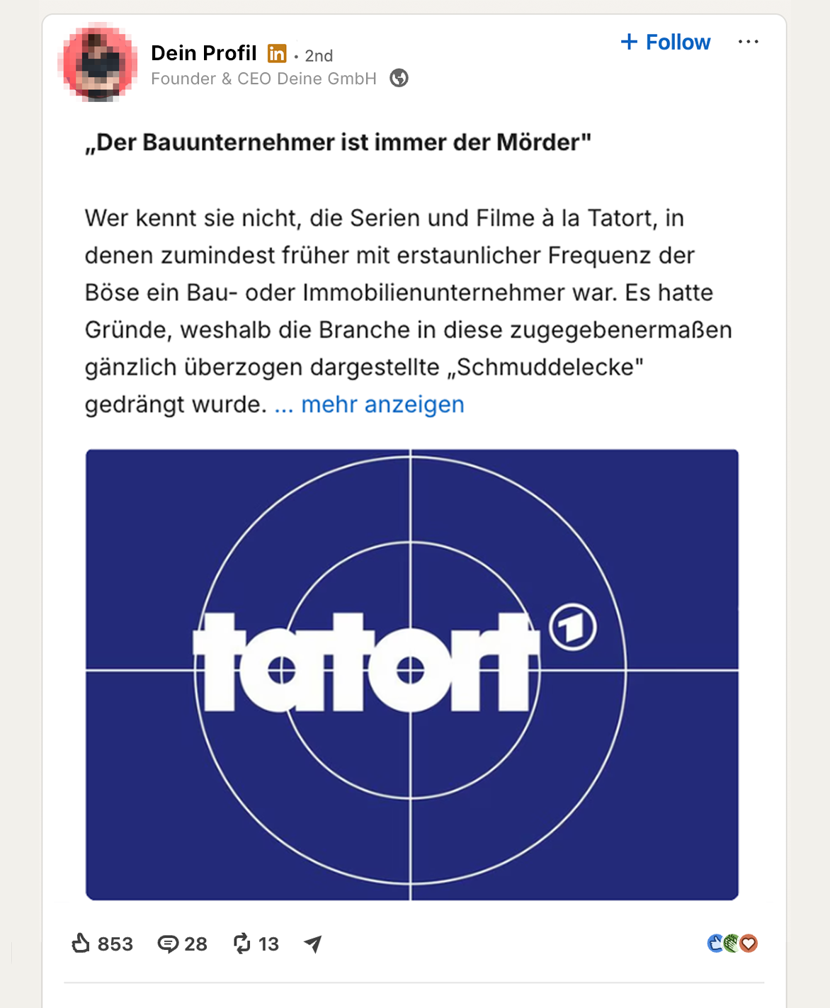 LinkedIn Post: aus eigener Idee